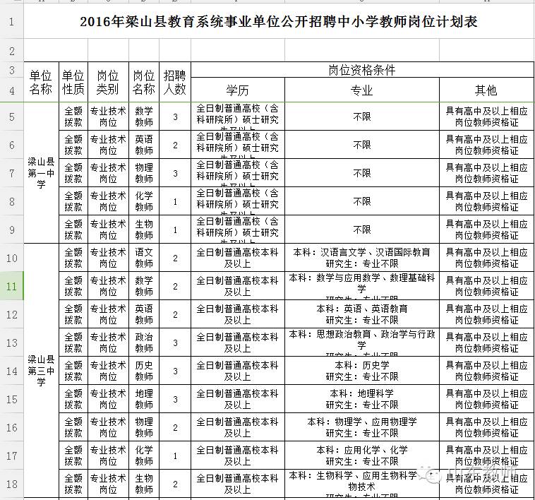 梁山县教育局最新招聘公告概览